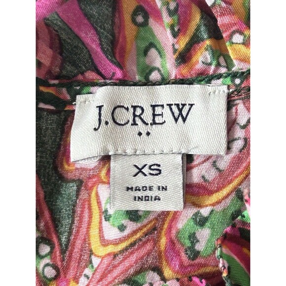 J. Crew Womens XS Ruffle Sleeve Neckline Colorful Top‎ - Picture 4 of 6